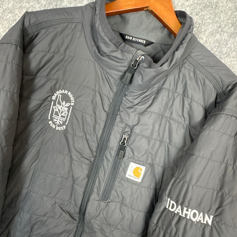 Carhartt Jacket Mens 2XL Gray Rain Defender OJ2208-M Relaxed Fit Idahoan Puffer